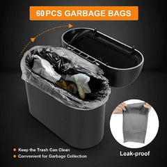3-Piece Car Trash Can Set with Lid and 60 Garbage Bags - Leak-proof Mini Car Accessories