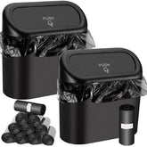 3-Piece Car Trash Can Set with Lid and 60 Garbage Bags - Leak-proof Mini Car Accessories