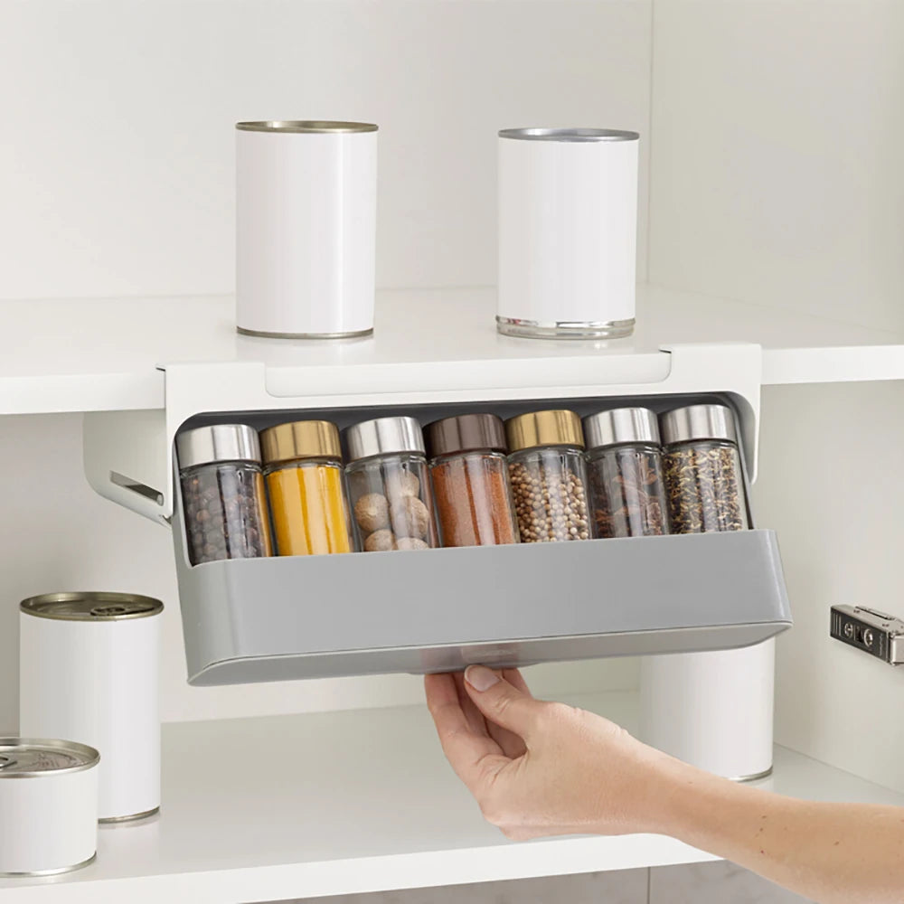 SlideOut Spice Rack
Kitchen Organizer Under-Shelf Drawer Hidden Spice Holder