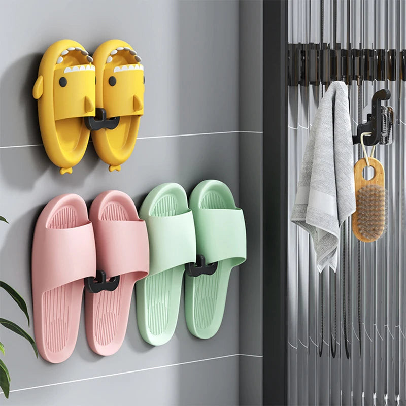 Slippers Rack No Punching Bathroom Simple Slipper Hook Toilet Drainage Rack Wall Mounted Bedroom Neat Storage Shoe Drying Rack