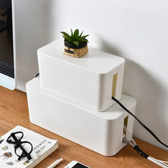 Power Strip Cable Storage Box - Wire Management Organizer for Chargers, Cables, and Network Devices