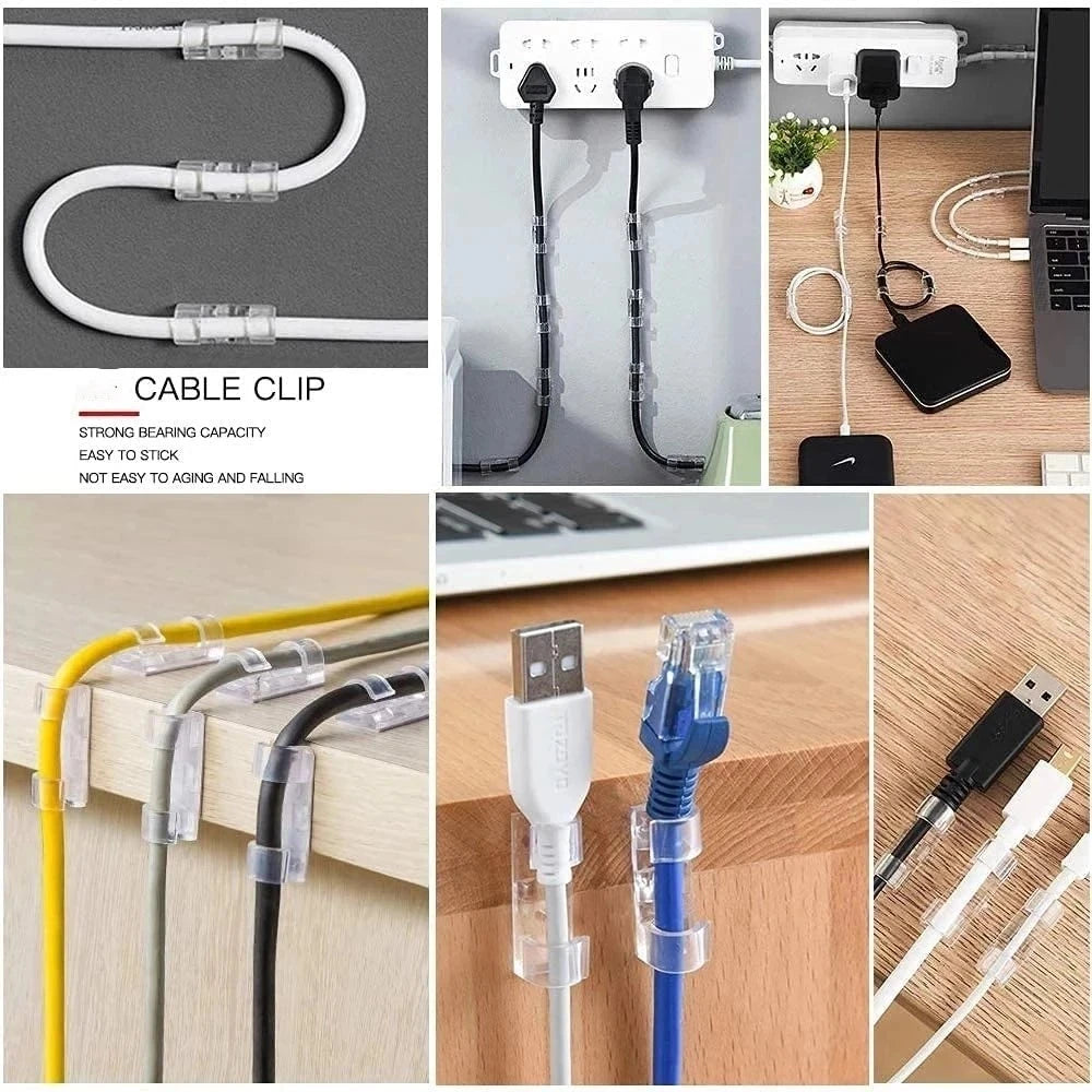 20/5PCS USB Cable Organizer Clips - Wire Winder Holder for Earphone, Mouse Cord, Adhesive Hooks