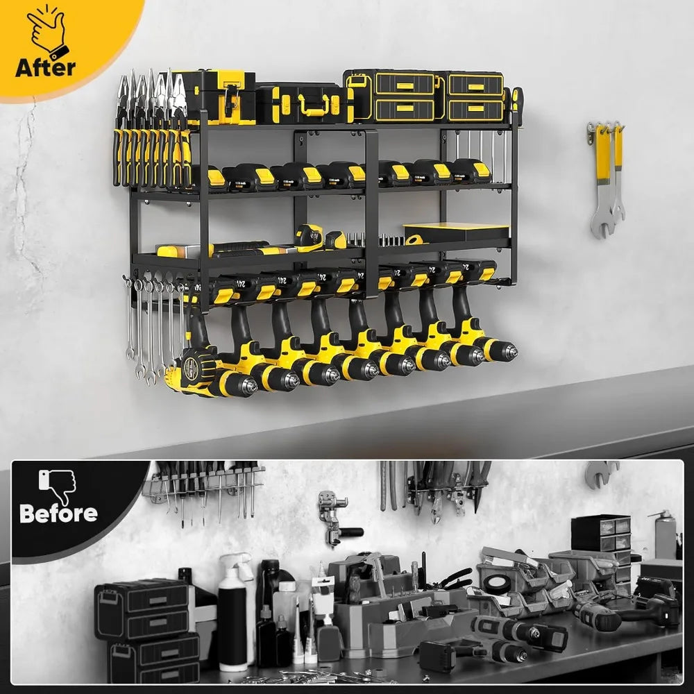 Power Tool Organizer Wall Mount - Heavy Duty 8 Drill Holder