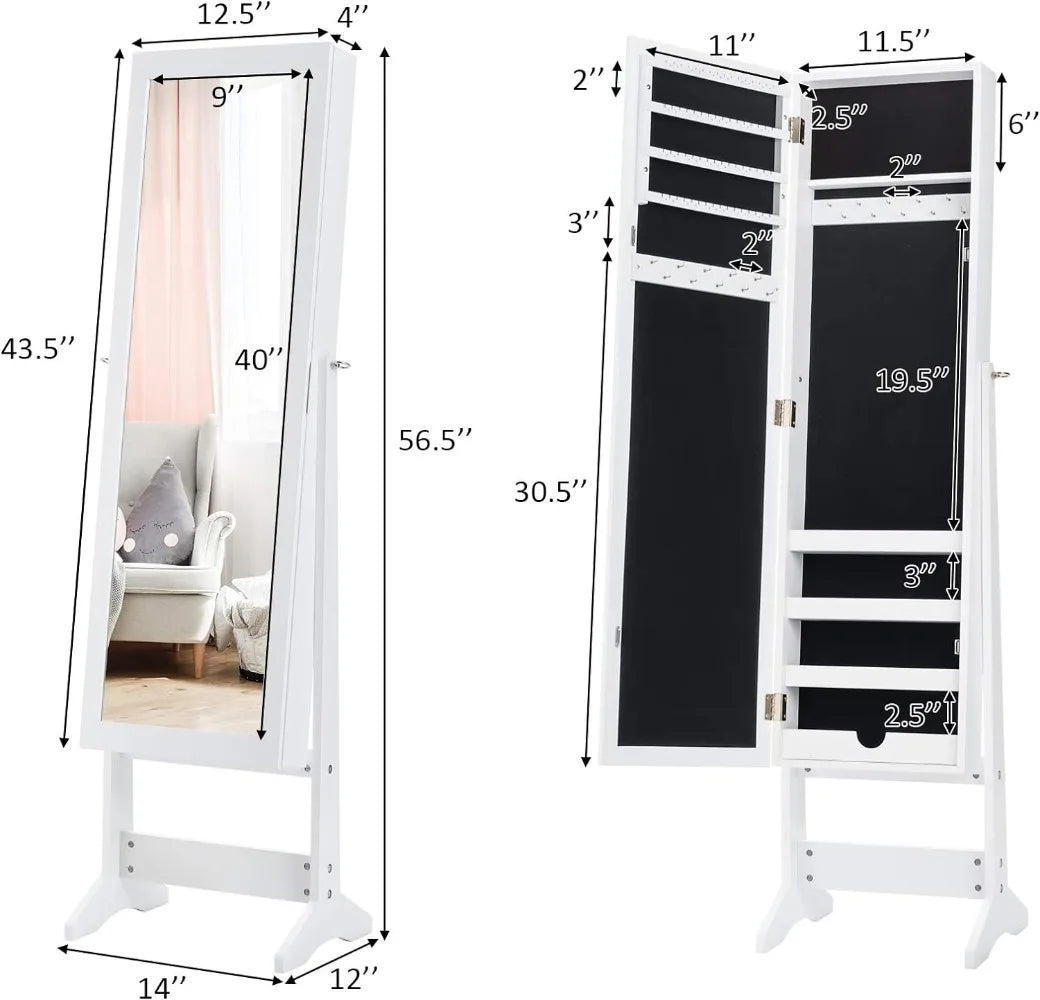 Jewelry Cabinet with Full-Length Mirror