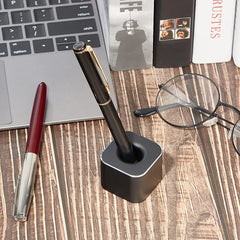 Mini Aluminum Pen Holder With Non-slip Pad Desktop Square Storage Base Escritorio Desk Organizer Bureau Learning office supplies