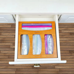 Ziplock Bag Storage Organizer and Dispenser for Kitchen Drawer