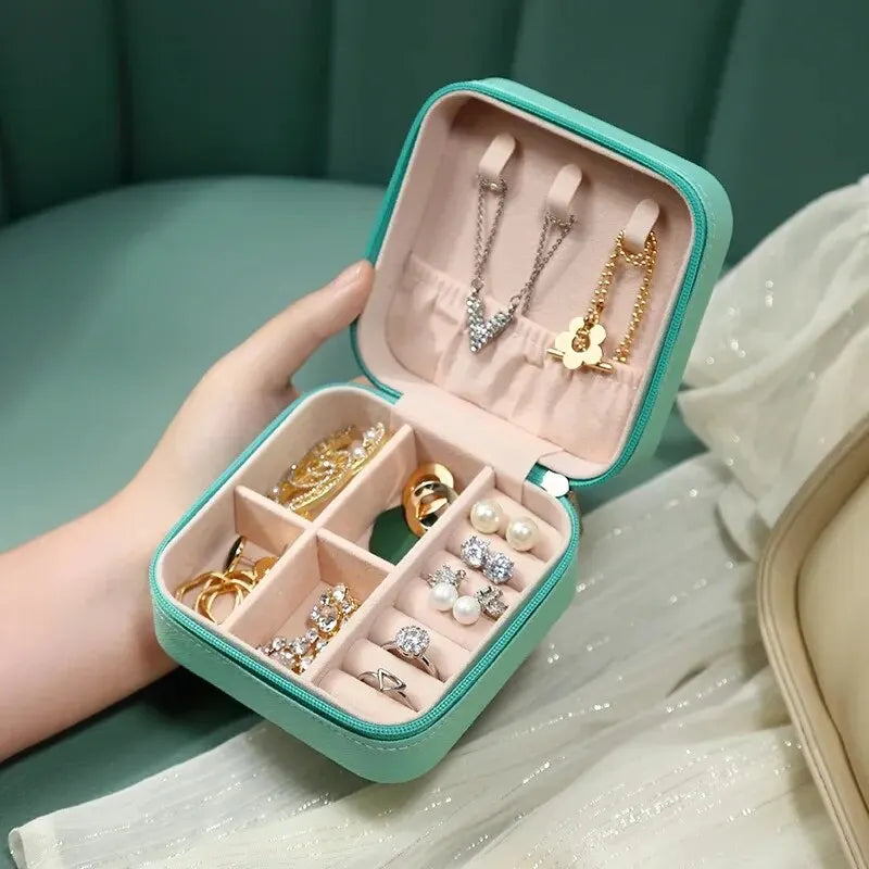 Portable Mini Jewelry Storage Box - Travel Organizer for Earrings, Necklaces, Rings