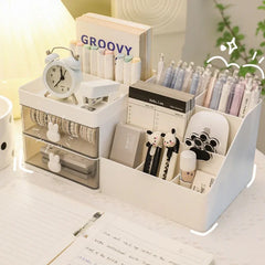 Desktop Transparent Cosmetics Storage Box with Drawers - Organizer for Office Desks