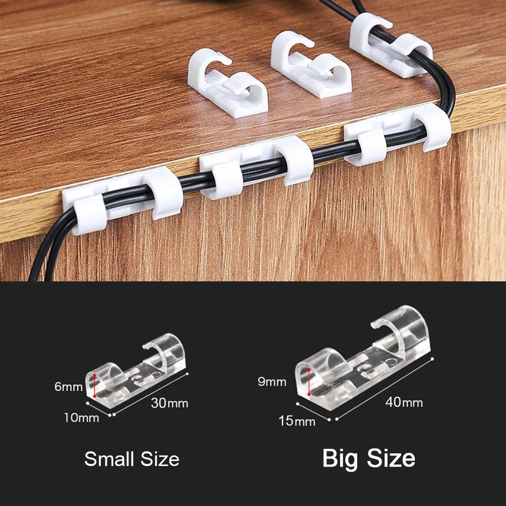 20/5PCS USB Cable Organizer Clips - Wire Winder Holder for Earphone, Mouse Cord, Adhesive Hooks