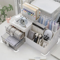 Desktop Transparent Cosmetics Storage Box with Drawers - Organizer for Office Desks