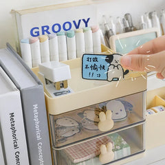 Desktop Transparent Cosmetics Storage Box with Drawers - Organizer for Office Desks