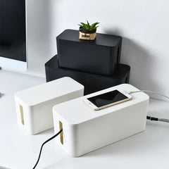 Power Strip Cable Storage Box - Wire Management Organizer for Chargers, Cables, and Network Devices