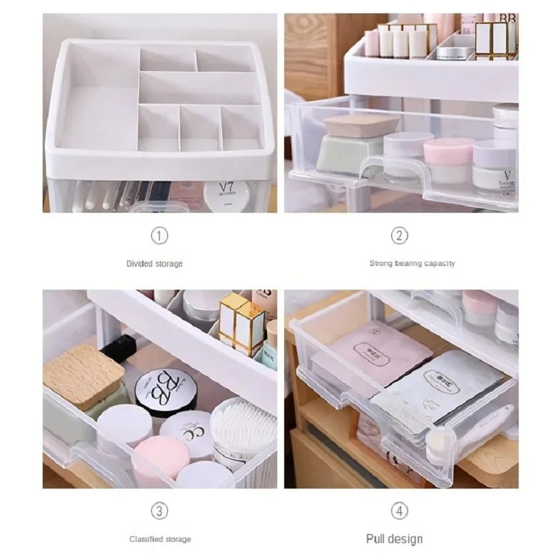 Makeup Case Jewelry Container Box with Drawers - Plastic Cosmetic Storage Organizer