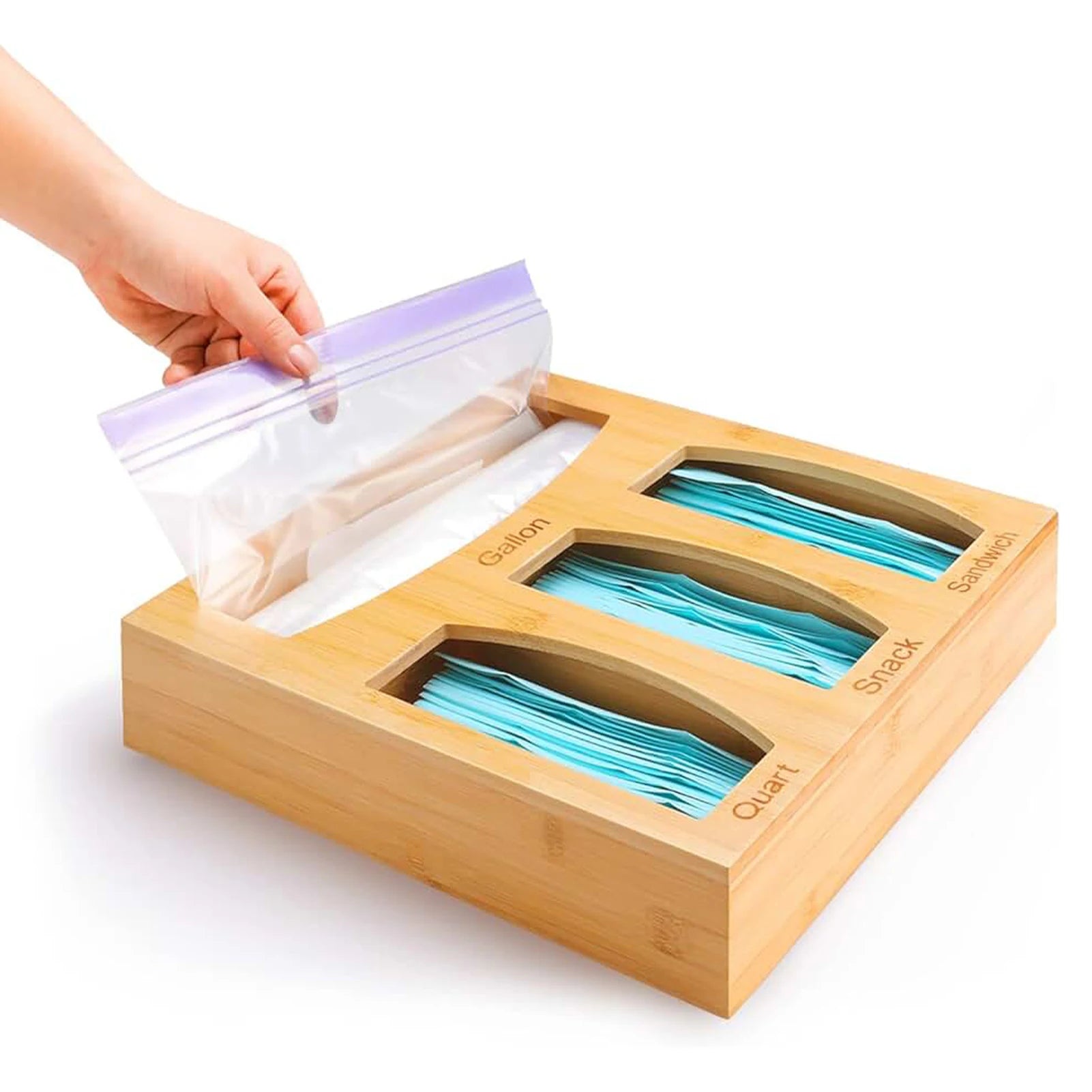 Ziplock Bag Storage Organizer and Dispenser for Kitchen Drawer