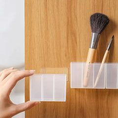 Wall Mounted 3-Grid Organizer Cabinet - Self-adhesive Makeup Storage Box for Small Objects