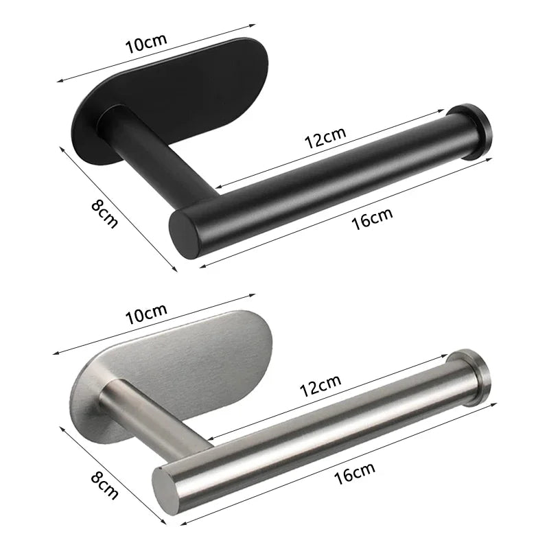 Self-Adhesive SUS304 Stainless Steel Toilet Paper Holder - Wall Mount Dispenser for Bathroom and Kitchen