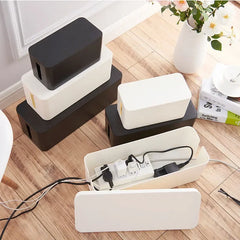 Power Strip Cable Storage Box - Wire Management Organizer for Chargers, Cables, and Network Devices