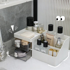 Desktop Transparent Cosmetics Storage Box with Drawers - Organizer for Office Desks