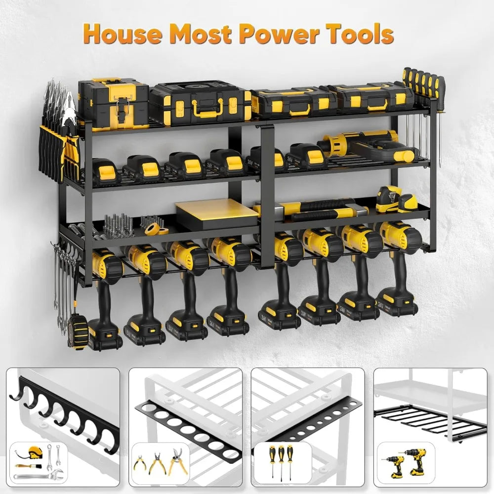 Power Tool Organizer Wall Mount - Heavy Duty 8 Drill Holder