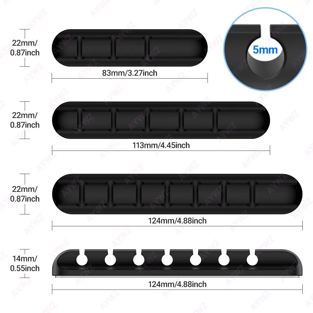 Adhesive Cable Holder Clips - Cord Management Wire Organizer for Desktop, USB Charging Cable, Nightstand, Power Cord, Mouse Cable