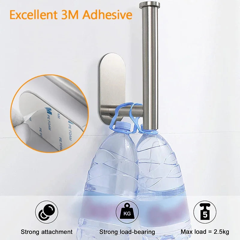 Self-Adhesive SUS304 Stainless Steel Toilet Paper Holder - Wall Mount Dispenser for Bathroom and Kitchen