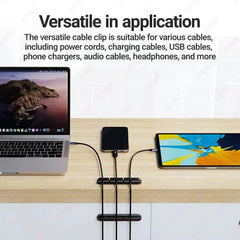 Adhesive Cable Holder Clips - Cord Management Wire Organizer for Desktop, USB Charging Cable, Nightstand, Power Cord, Mouse Cable