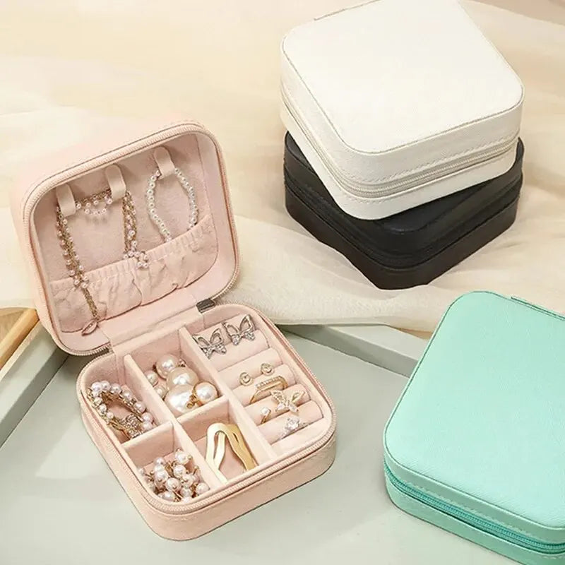 Portable Mini Jewelry Storage Box - Travel Organizer for Earrings, Necklaces, Rings