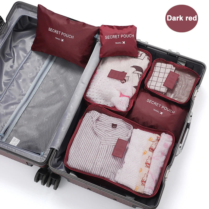 6-Piece Travel Clothes Storage Bags Set - Portable Luggage Organizer for Shoes and Clothes Packing