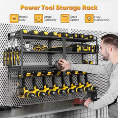 Power Tool Organizer Wall Mount - Heavy Duty 8 Drill Holder