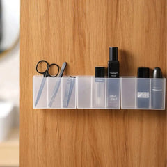 Wall Mounted 3-Grid Organizer Cabinet - Self-adhesive Makeup Storage Box for Small Objects