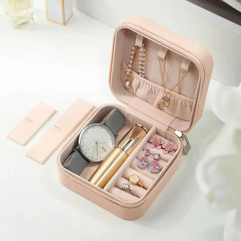 Portable Mini Jewelry Storage Box - Travel Organizer for Earrings, Necklaces, Rings