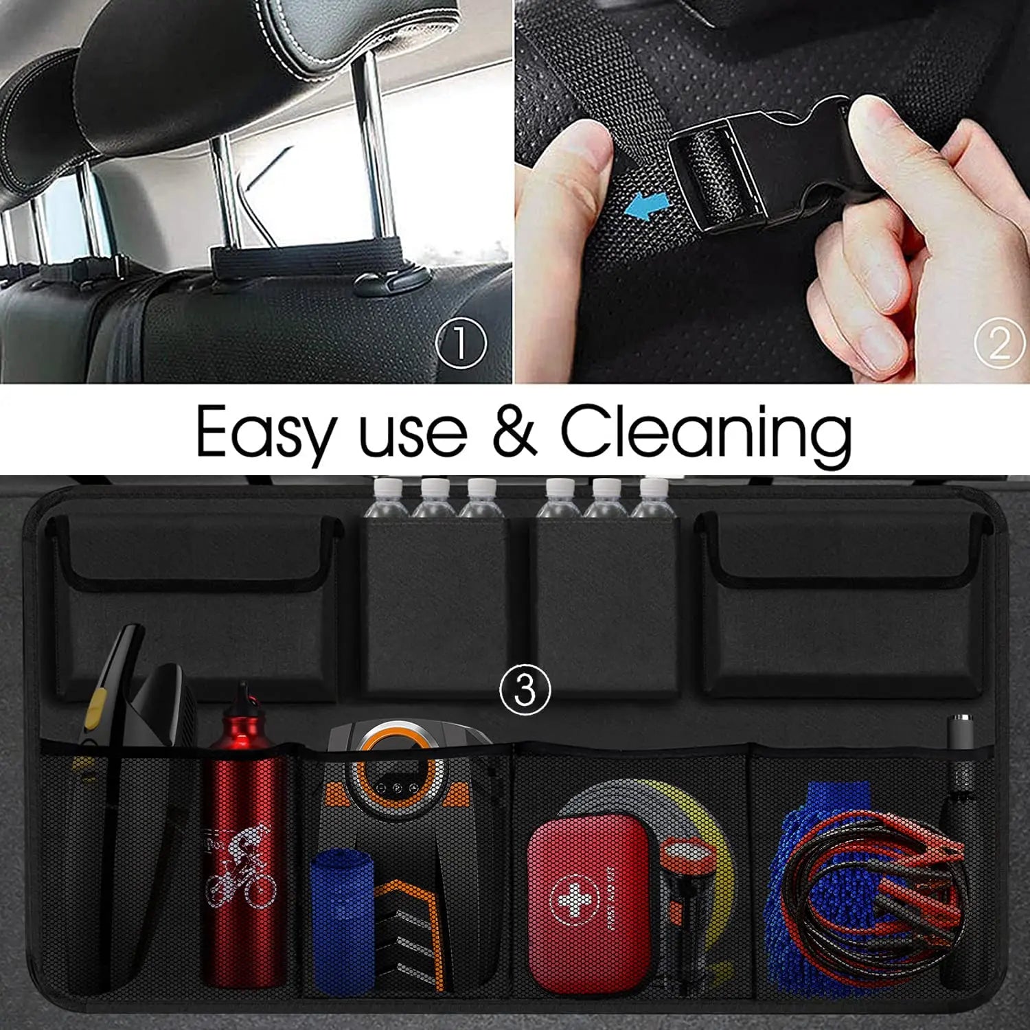 Car Trunk & Backseat Hanging Organizer with 8 Large Storage Bags - Space Saver for SUV & Truck